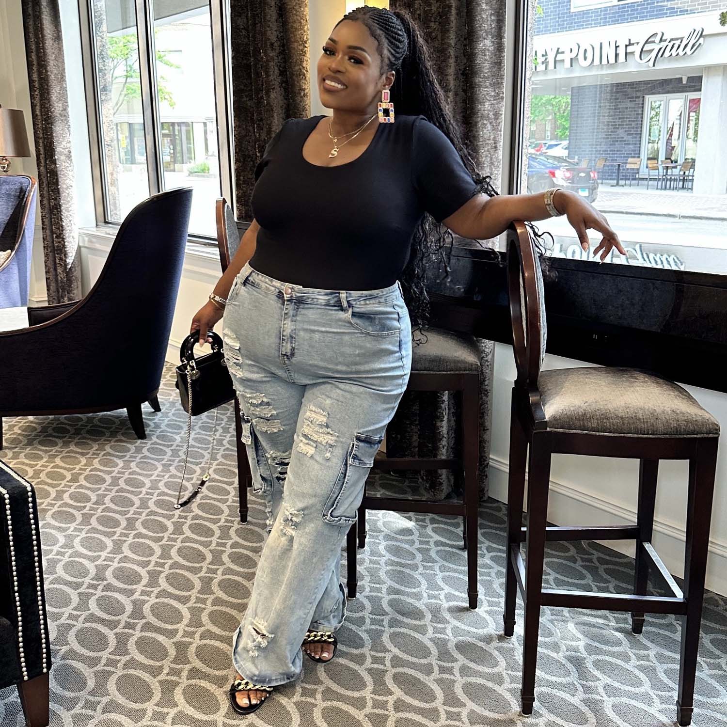 Short Sleeve Cotton Bodysuit - Black